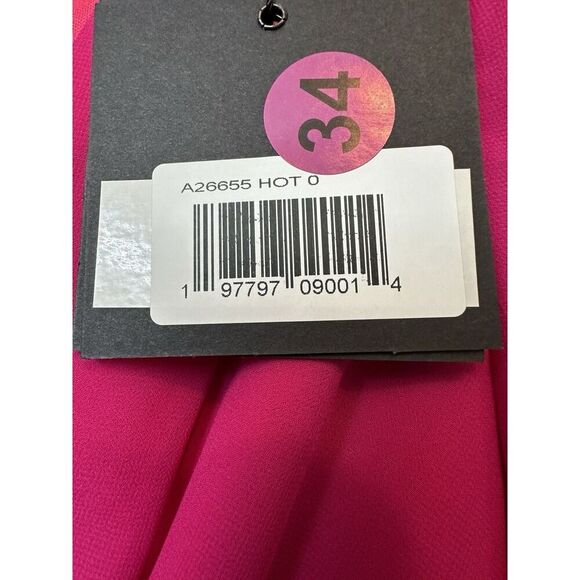 Ieena For Mac Duggal Runched Sleeve Bishop Short Mini Hot Pink Sz 0 Sheer A26655 - Picture 4 of 6